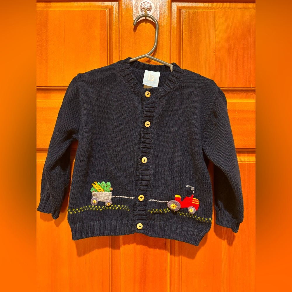 Applique Christmas Tractor Cardigan. SOLD OUT on the bella bliss website.